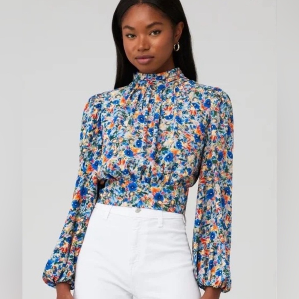 Elliatt Floral Blouse - Blue and Orange